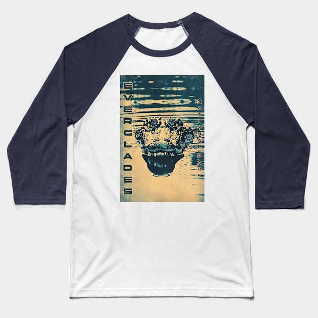 Everglades National Park Vintage Travel  Poster Baseball T-Shirt by GreenMary Design